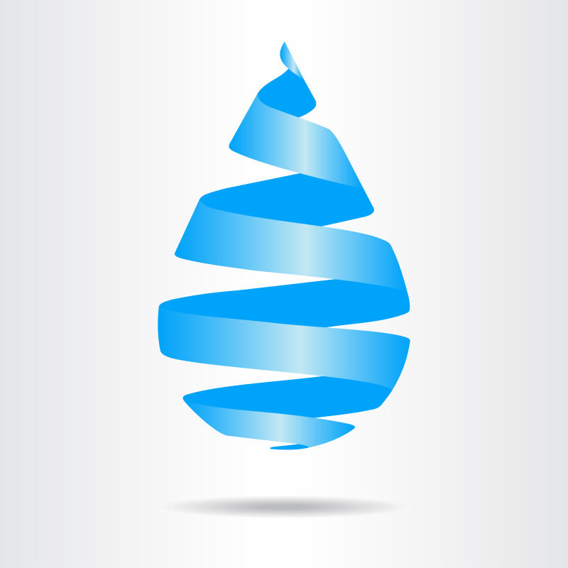 抽象矢量现代蓝色飘带水滴标志设计