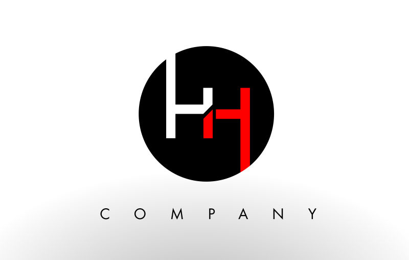 抽象矢量圆形字母hh标志设计