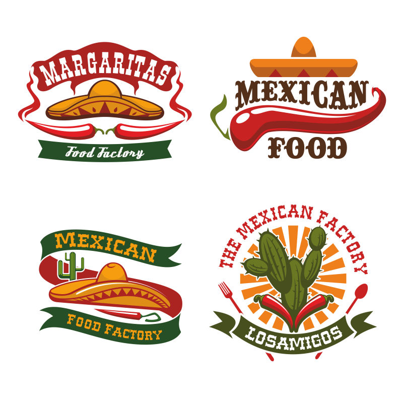 抽象矢量墨西哥快餐主题图标设计