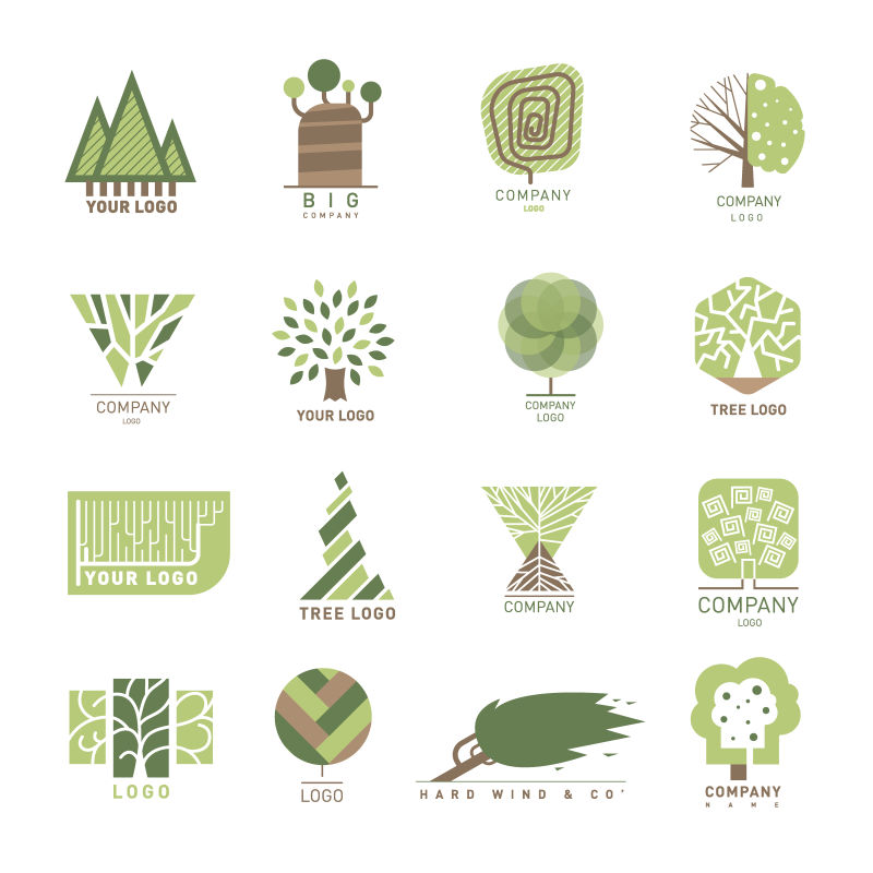 创意矢量现代树木元素图标设计