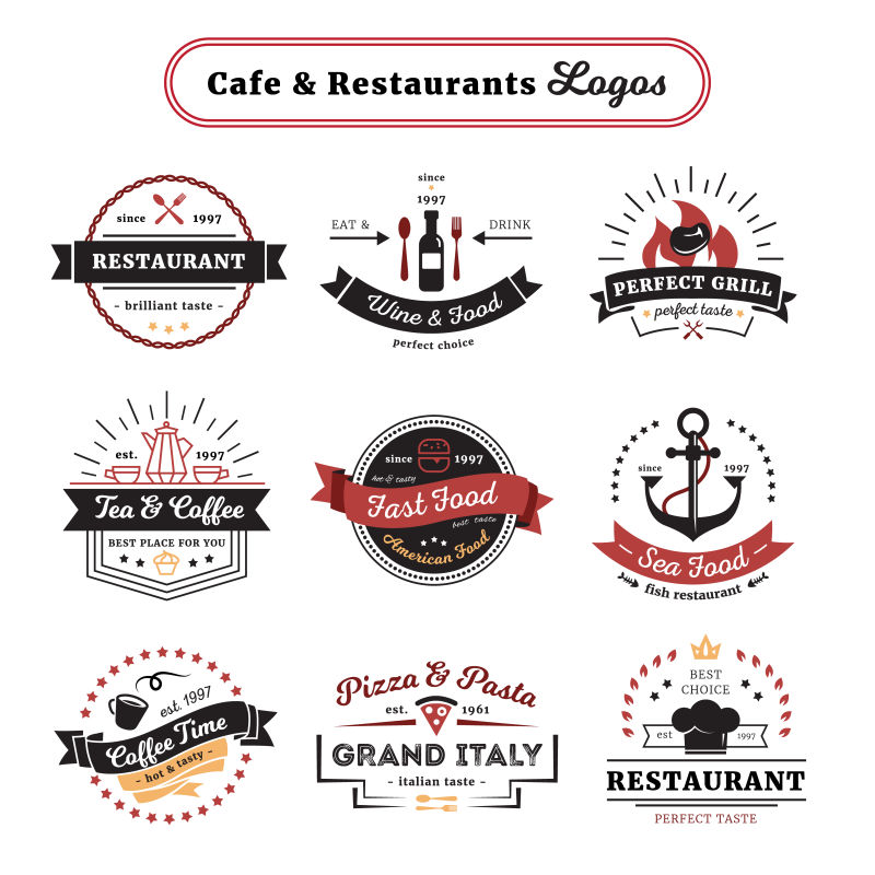 矢量现代餐厅主题图标创意平面设计