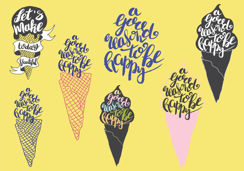 创意矢量抽象冰淇淋标志设计