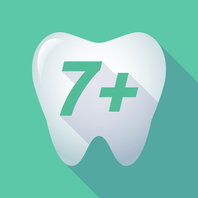 矢量数字7元素的牙齿设计