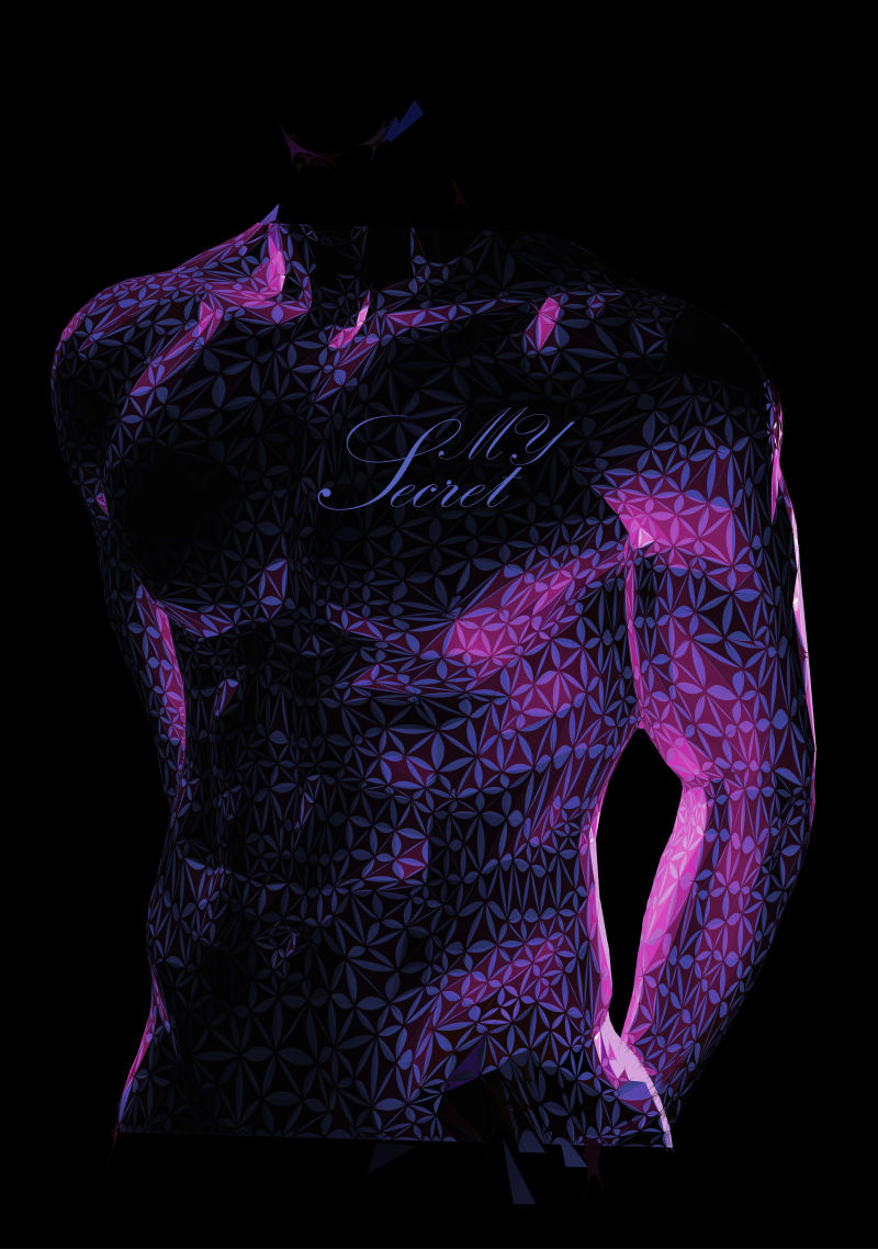 紫色花卉图案组成的肌肉男矢量插图