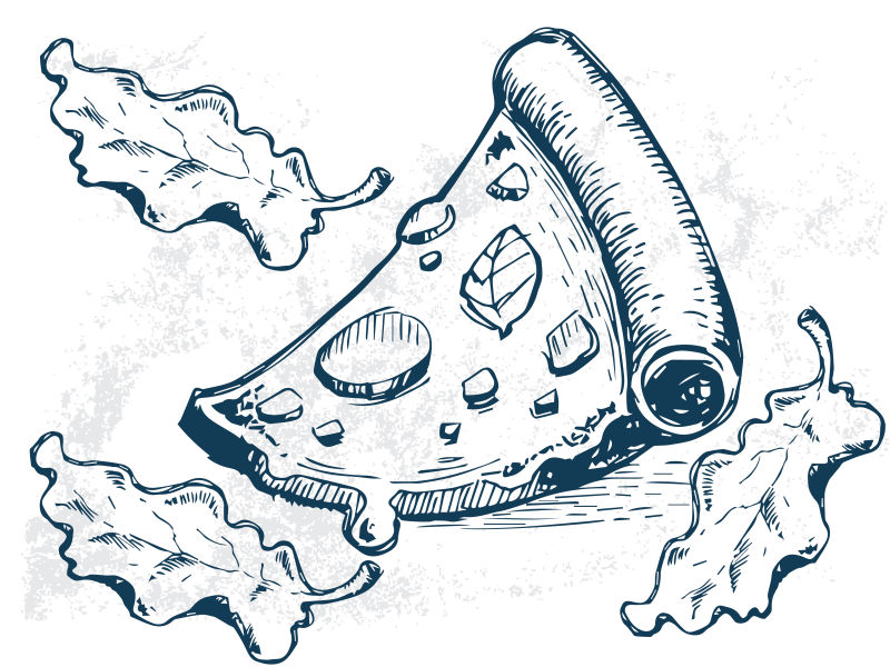 矢量手绘块状披萨