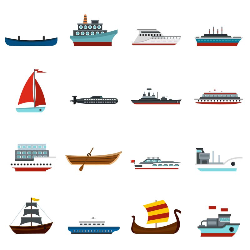 创意矢量海上运输工具的图标设计