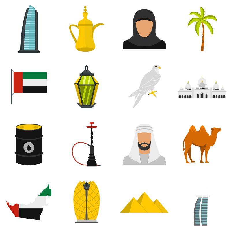 创意矢量阿拉伯旅游概念图标设计