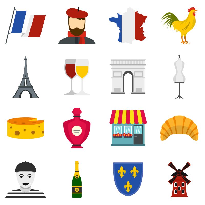 创意矢量法国旅游概念图标设计