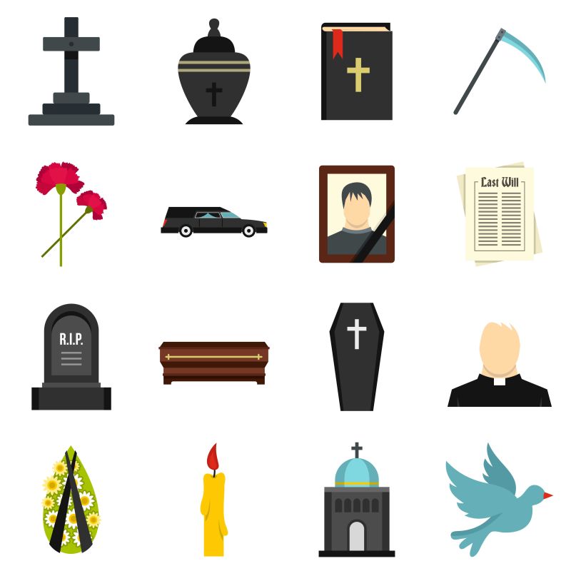 创意矢量葬礼主题图标设计
