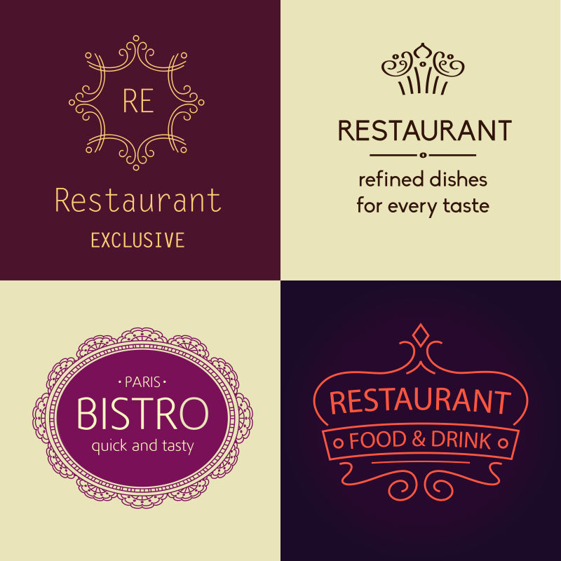 创意矢量现代餐厅线性标志设计