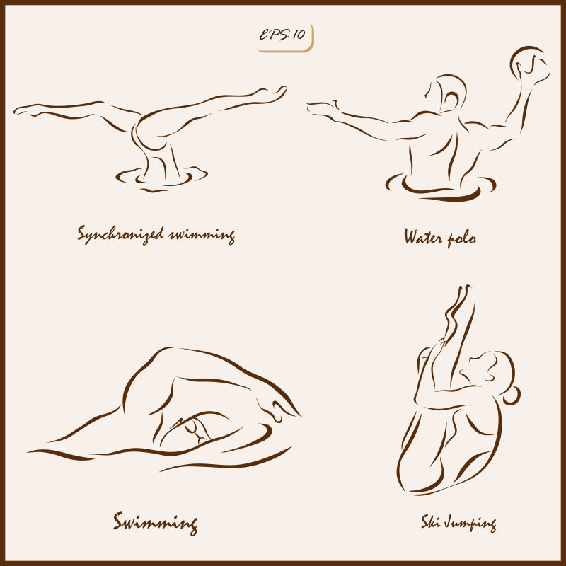 抽象矢量现代奥运会水上运动设计插图
