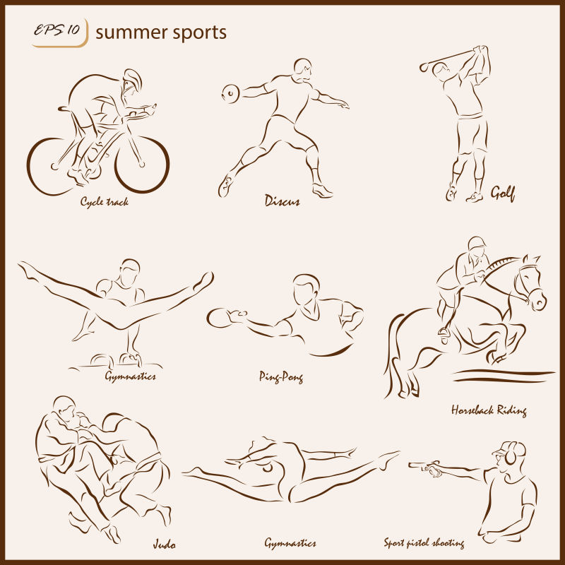 创意矢量夏季奥运会运动设计插图