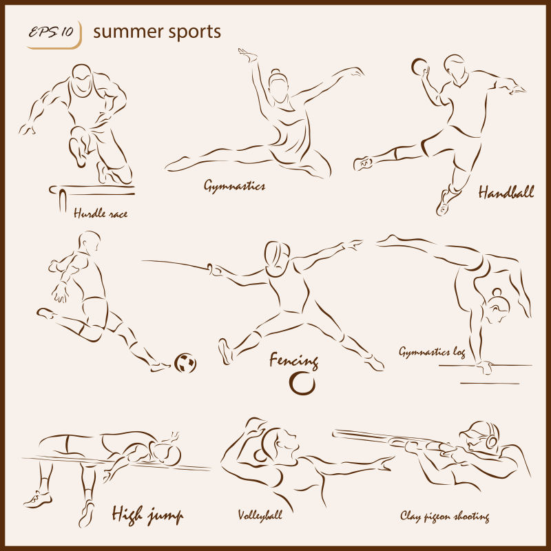 创意矢量夏季奥运会运动项目设计插图