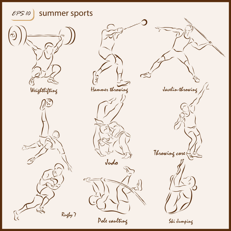 矢量创意夏季奥运会运动设计插图