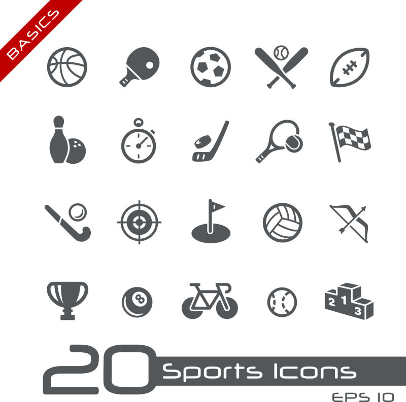 抽象矢量各类体育图标设计
