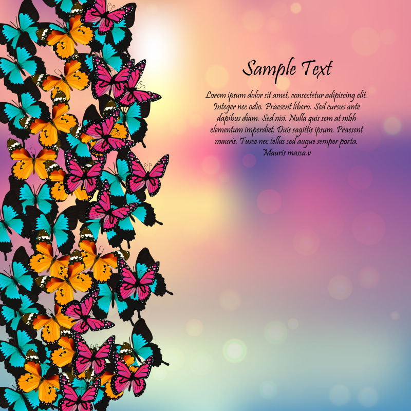 矢量抽象彩色蝴蝶元素装饰现代背景设计