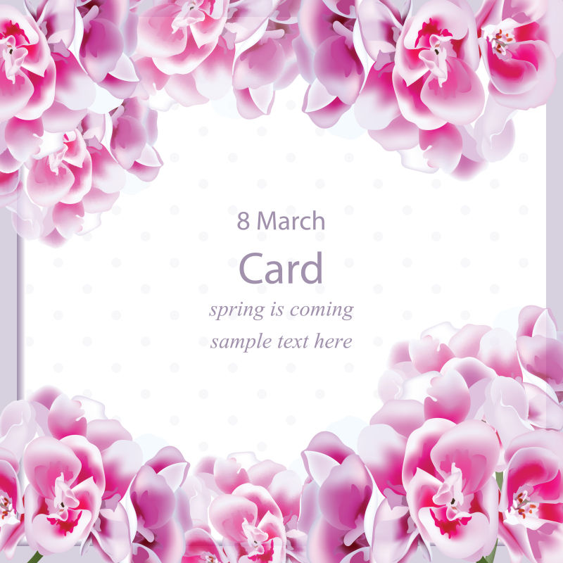 创意矢量粉色花卉元素的设计卡片
