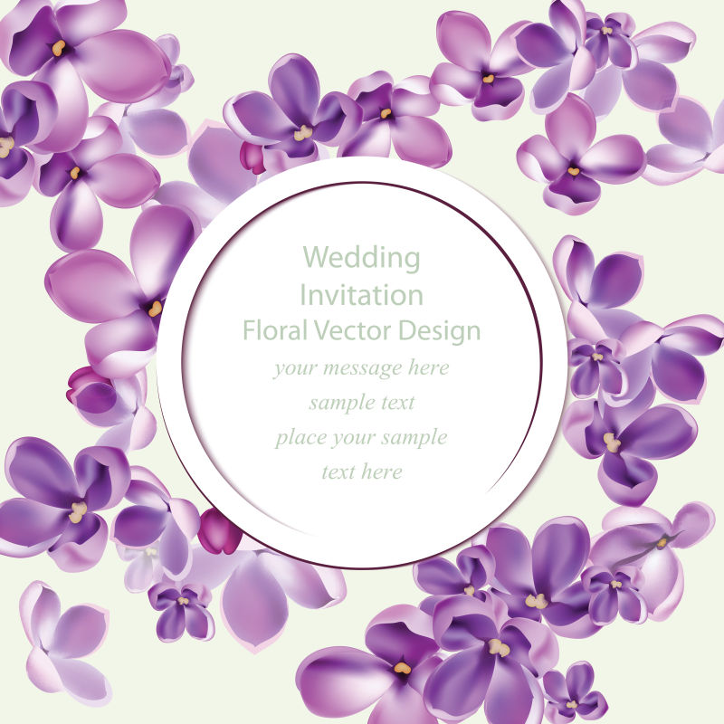 创意矢量紫色花卉装饰的卡片设计