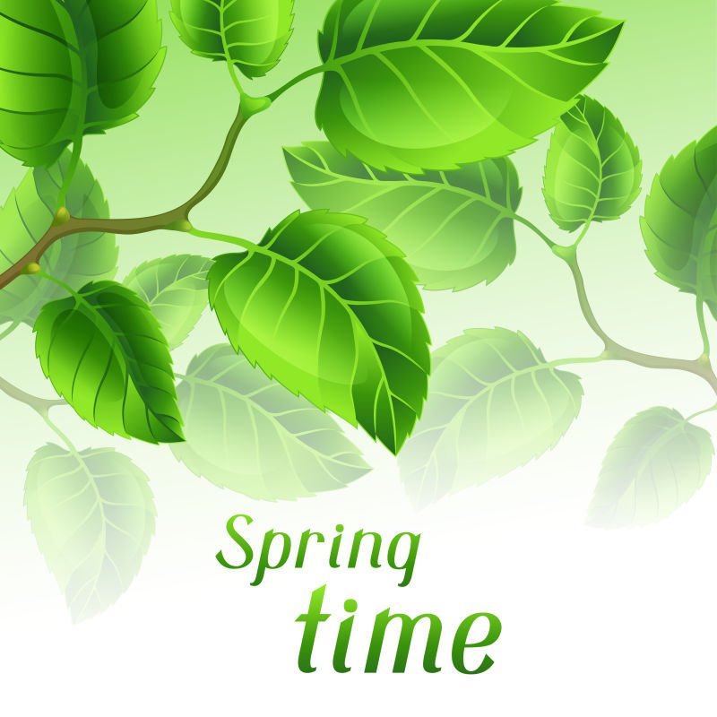 创意矢量绿叶元素的春季背景设计