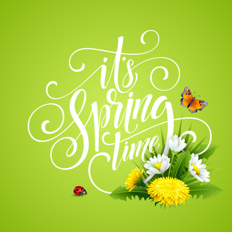 创意矢量花卉元素的春季背景