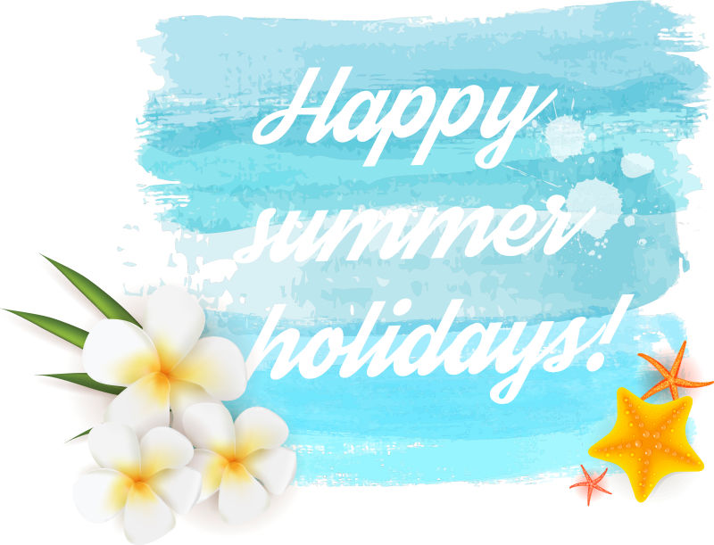 抽象矢量暑假快乐主题的水彩插图设计