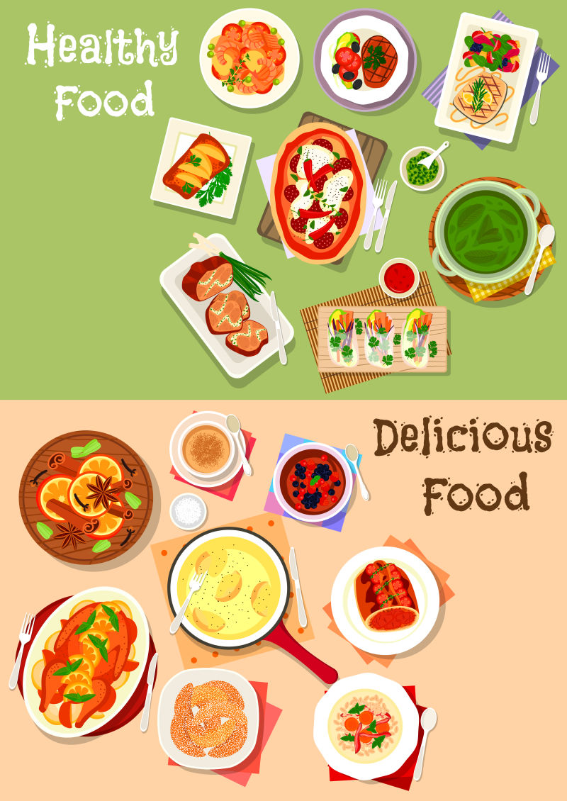 矢量创意美味的食品设计插图