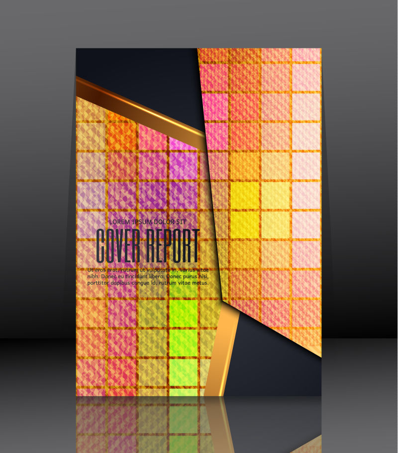 创意矢量彩色几何方格元素宣传封面设计