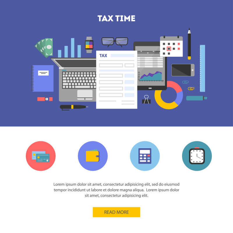 创意矢量现代报税计算主题平面设计插图