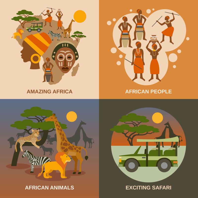 非洲概念图标集
