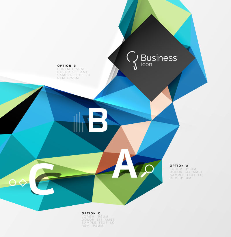 创意矢量现代彩色几何风格的字母abc背景设计