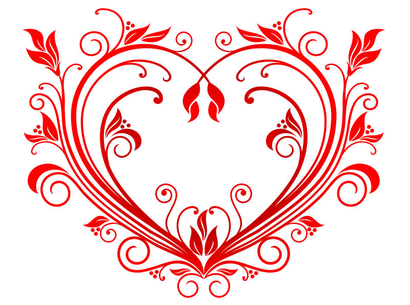 红色的情人节花卉矢量插图