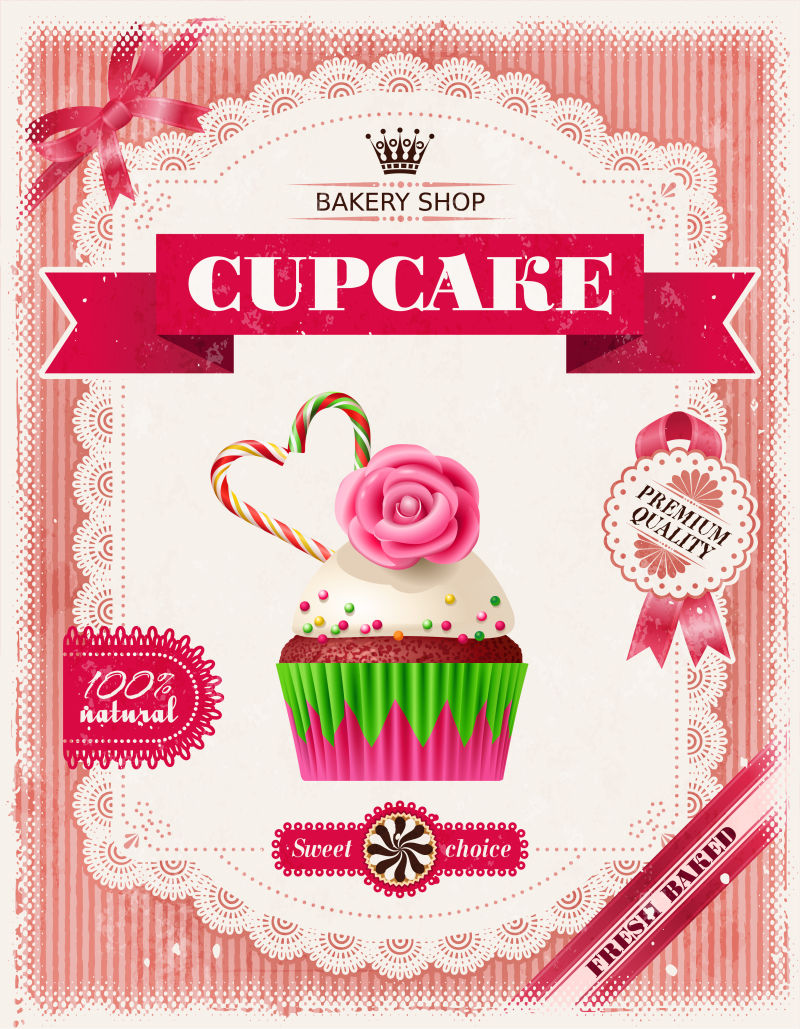 矢量粉色的纸杯蛋糕海报设计