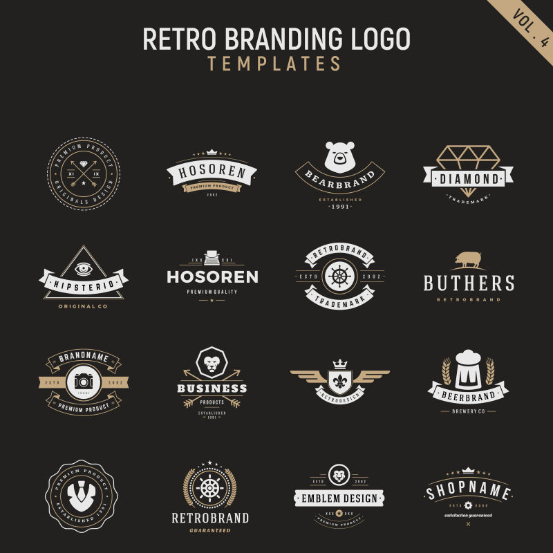 创意矢量复古老式品牌标志平面设计