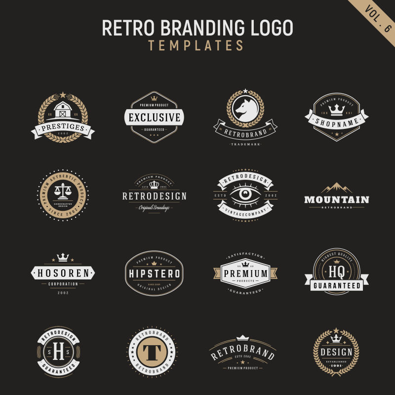 抽象矢量复古老式品牌标志创意设计