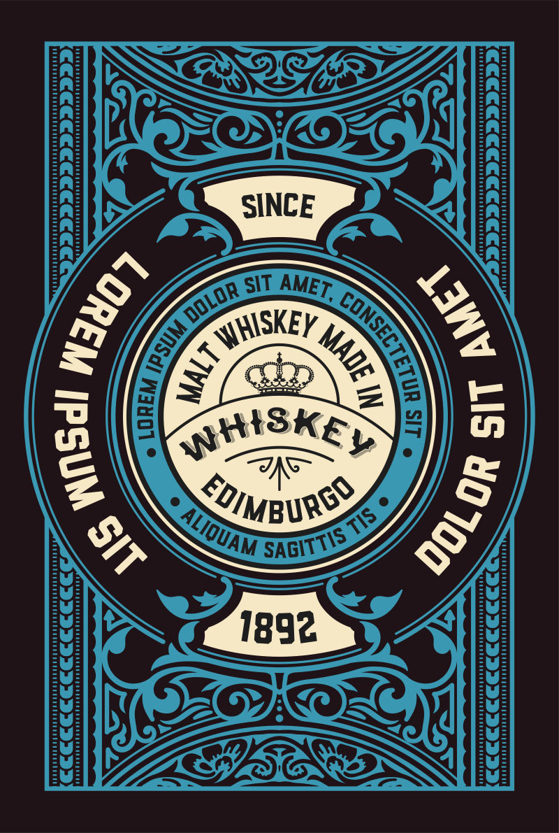 创意矢量威士忌的复古卡片设计