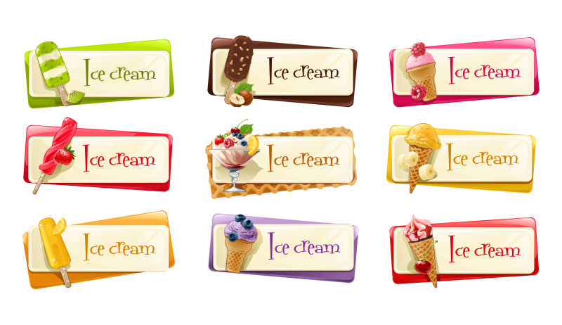 创意矢量冰淇淋元素的标签设计