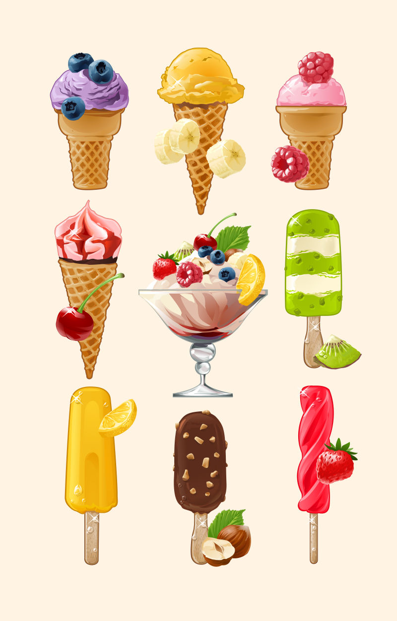 创意矢量美味的冰淇淋插图
