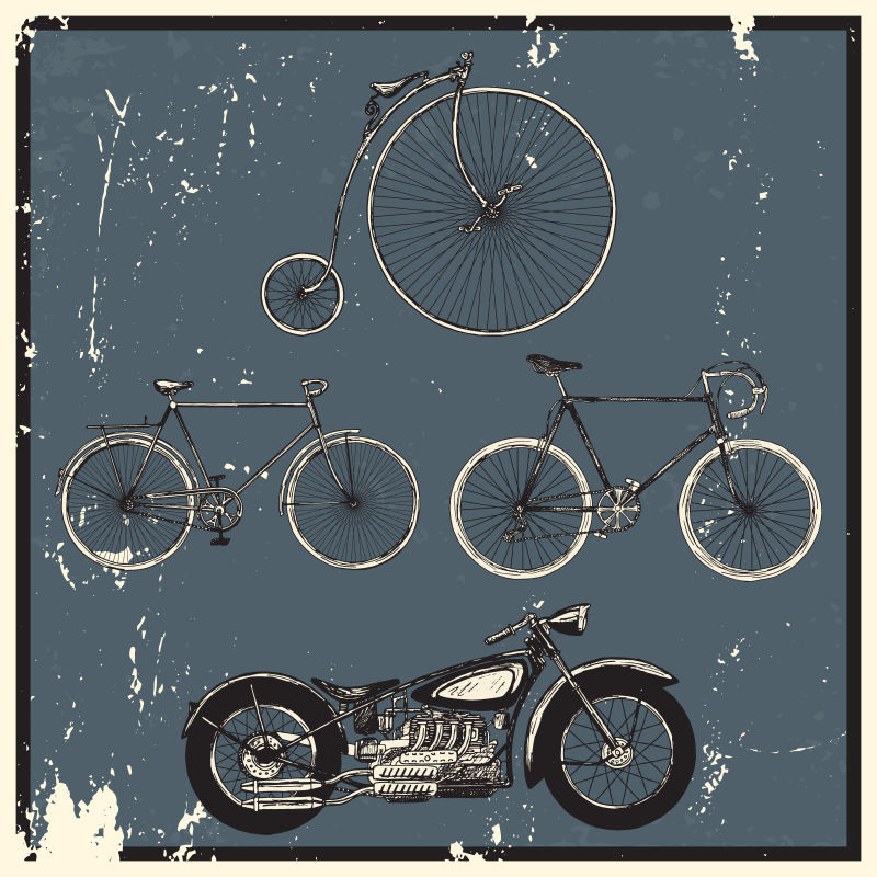 老式自行车插图矢量设计