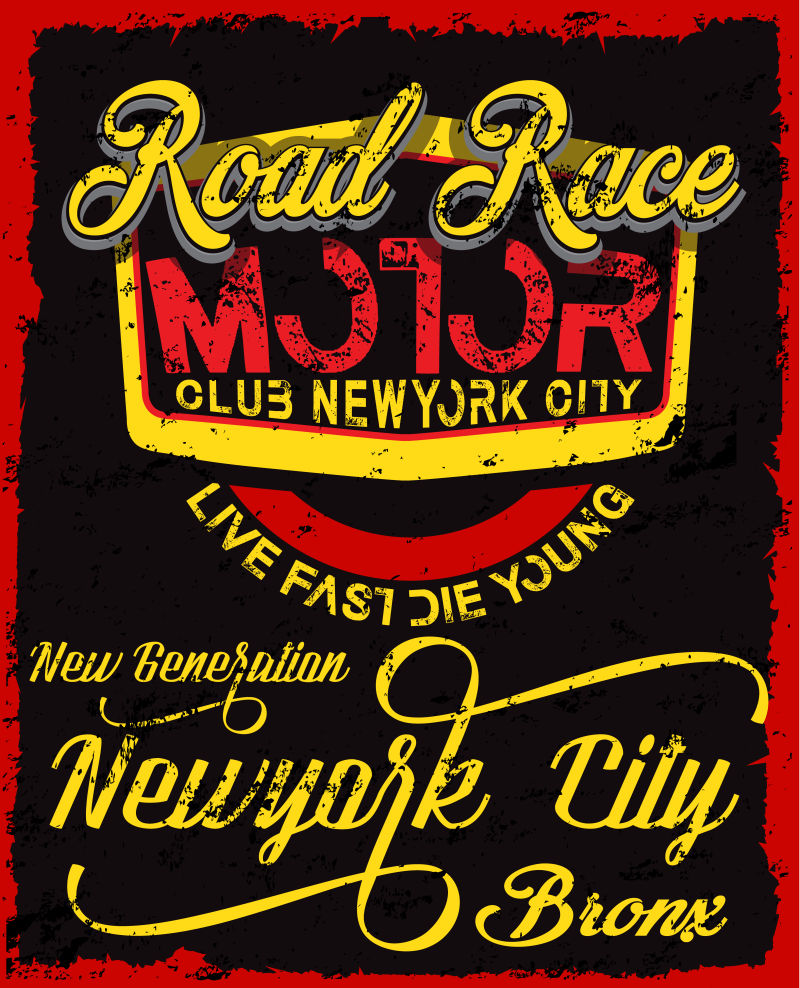 创意矢量复古纽约摩托车海报设计