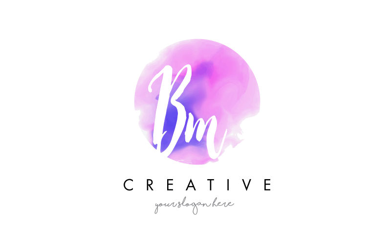 创意矢量水彩风格的字母bm标志设计