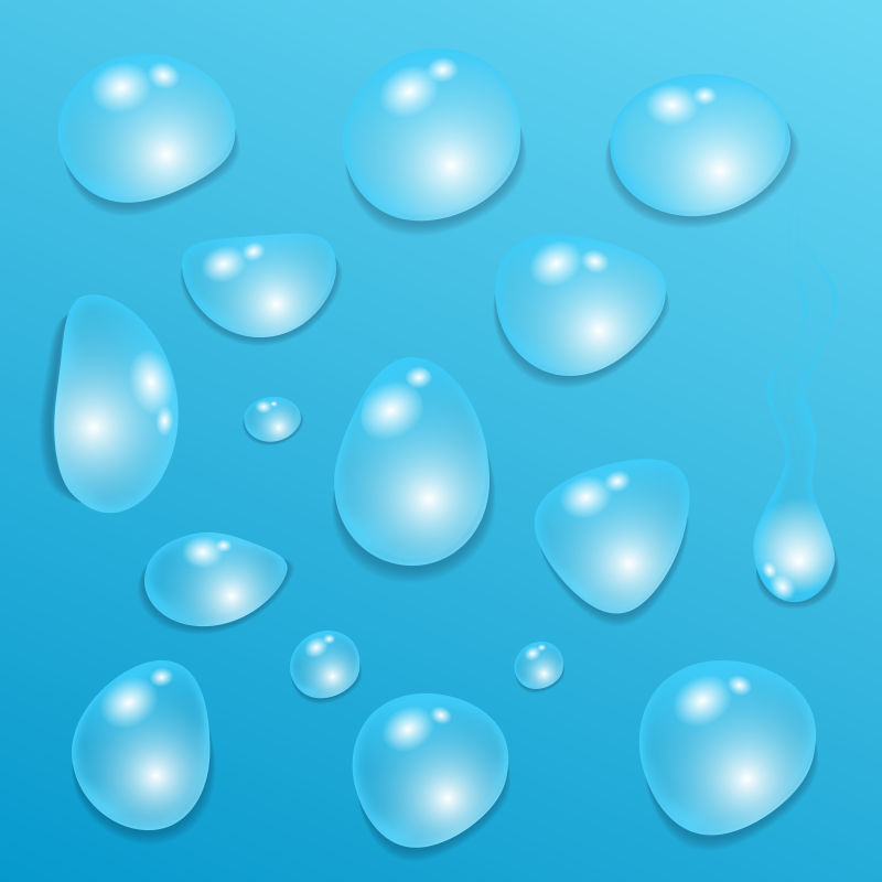 透明水滴矢量插图