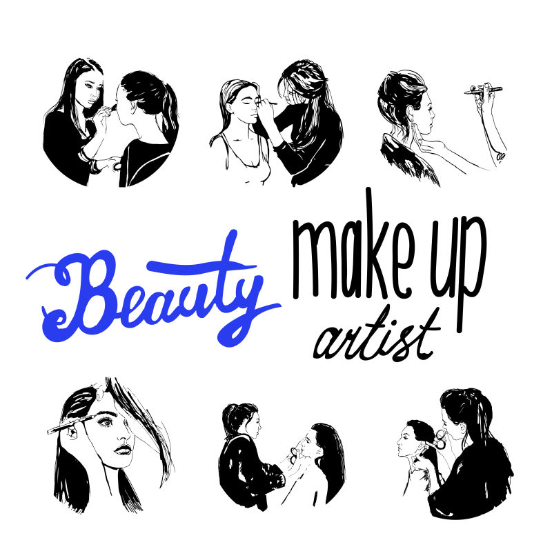 创意矢量化妆的女人平面插图