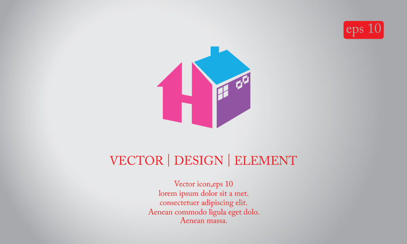 抽象矢量彩色房屋建筑标志设计