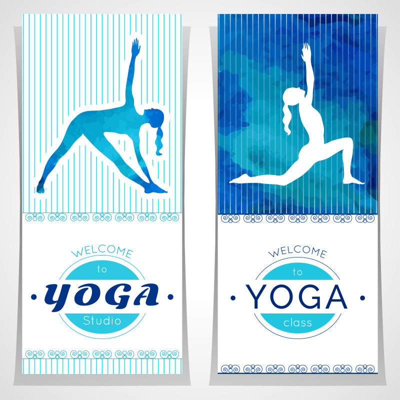 瑜伽插图的创意卡片矢量设计