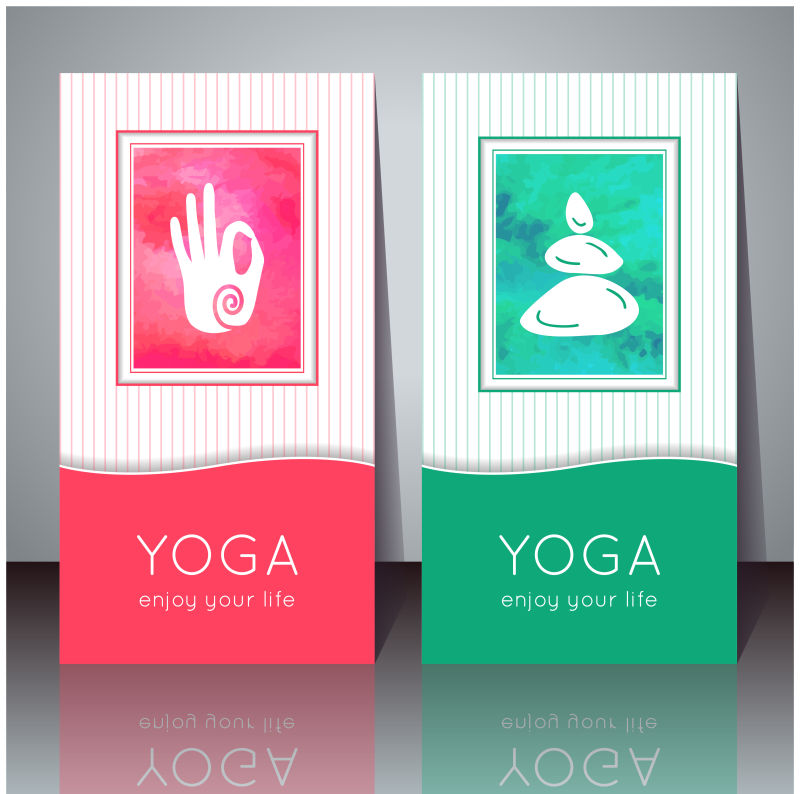 彩色瑜伽卡片矢量设计
