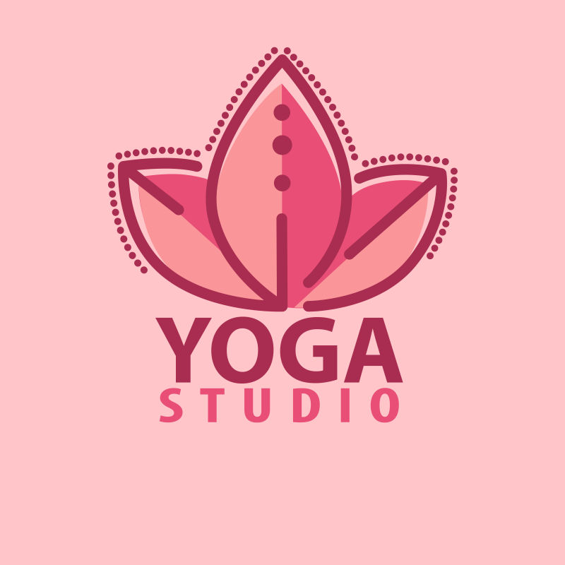 抽象矢量粉色瑜伽主题标志设计