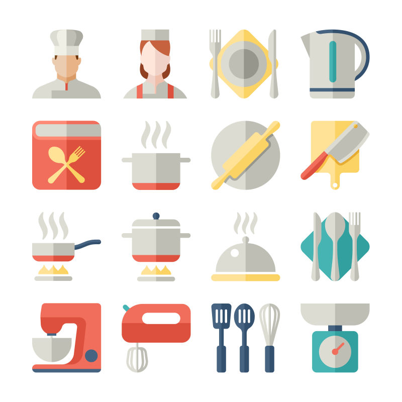 创意矢量厨师主题的图标设计