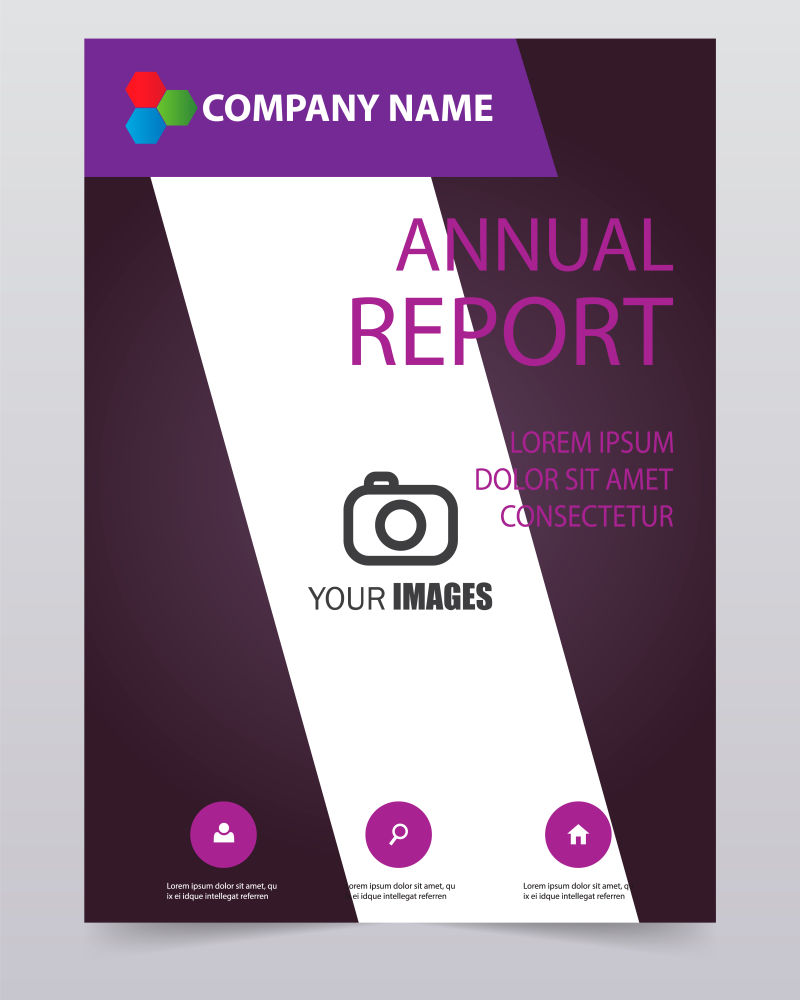 抽象矢量紫色现代商业年度报告设计