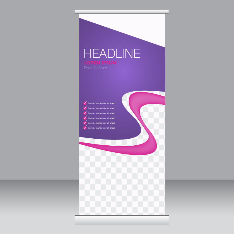 创意矢量紫色粉色商业竖横幅设计