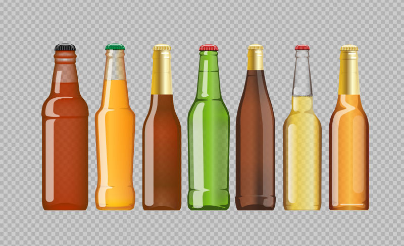 抽象矢量各种玻璃酒瓶设计